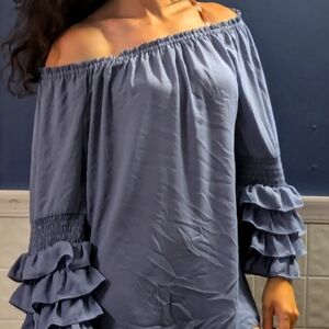 Ruffle Sleeve off the shoulder top